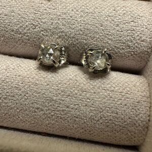 CATBIRD 14K WHITE GOLD ROSE CUT DIAMOND SLEEPING BEAUTY STUDS